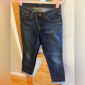 J Brand mid-rise skinny straight leg, cropped jeans.